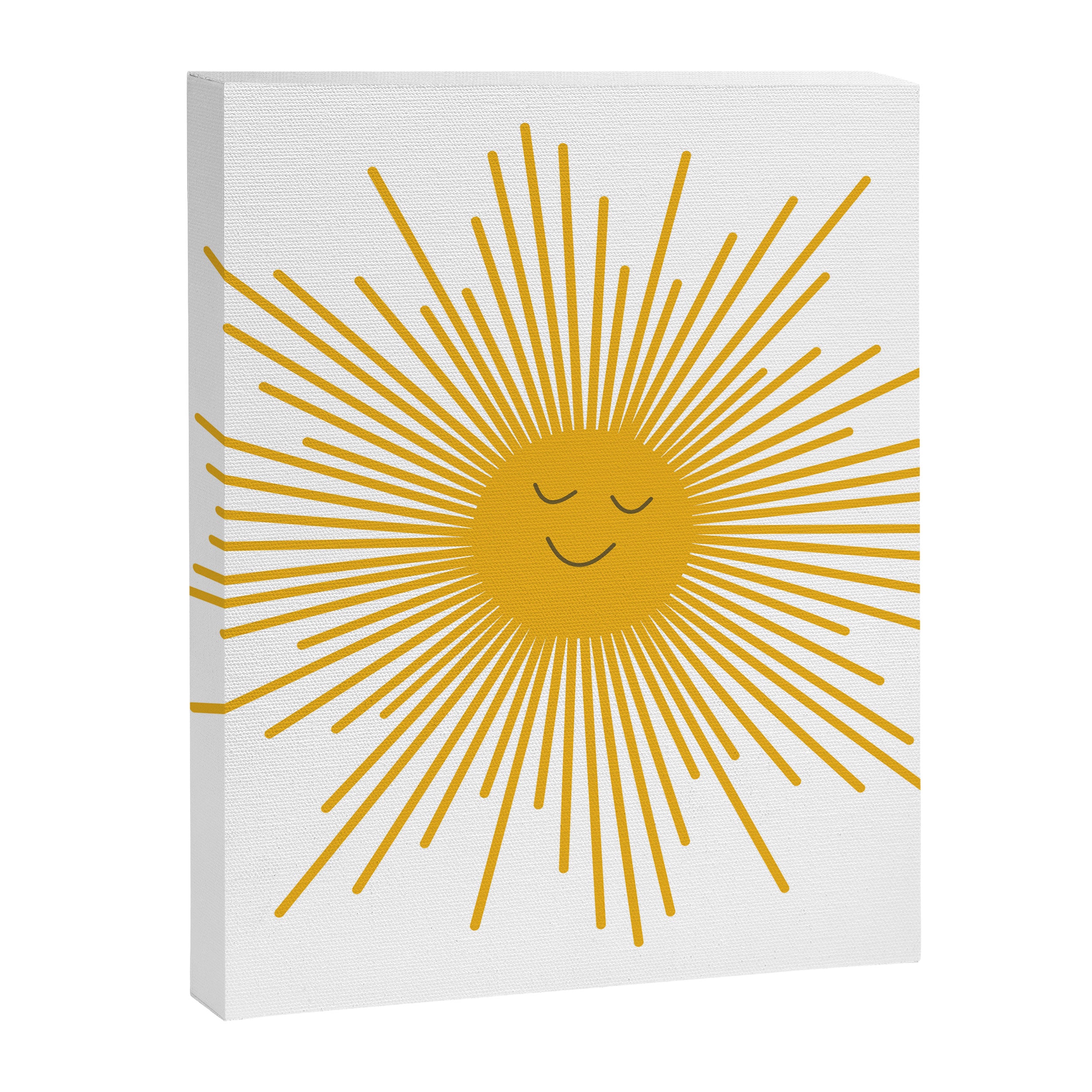 Contented Sun Cute Mustard Yellow Sunburst Canvas Print Gallery Image 8