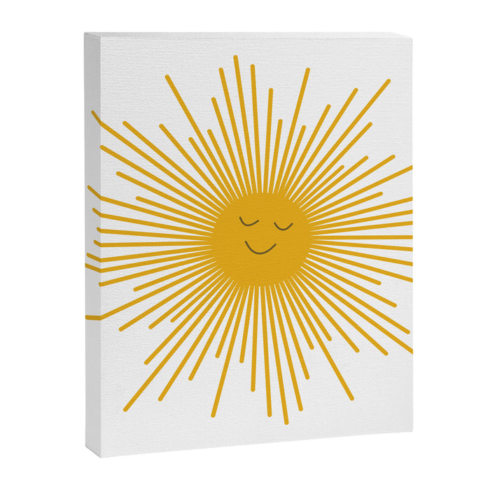 Contented Sun Cute Mustard Yellow Sunburst Canvas Print Gallery Image 1