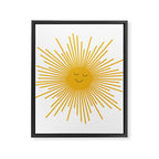 Contented Sun Cute Mustard Yellow Sunburst Framed Canvas Print Gallery Image 8