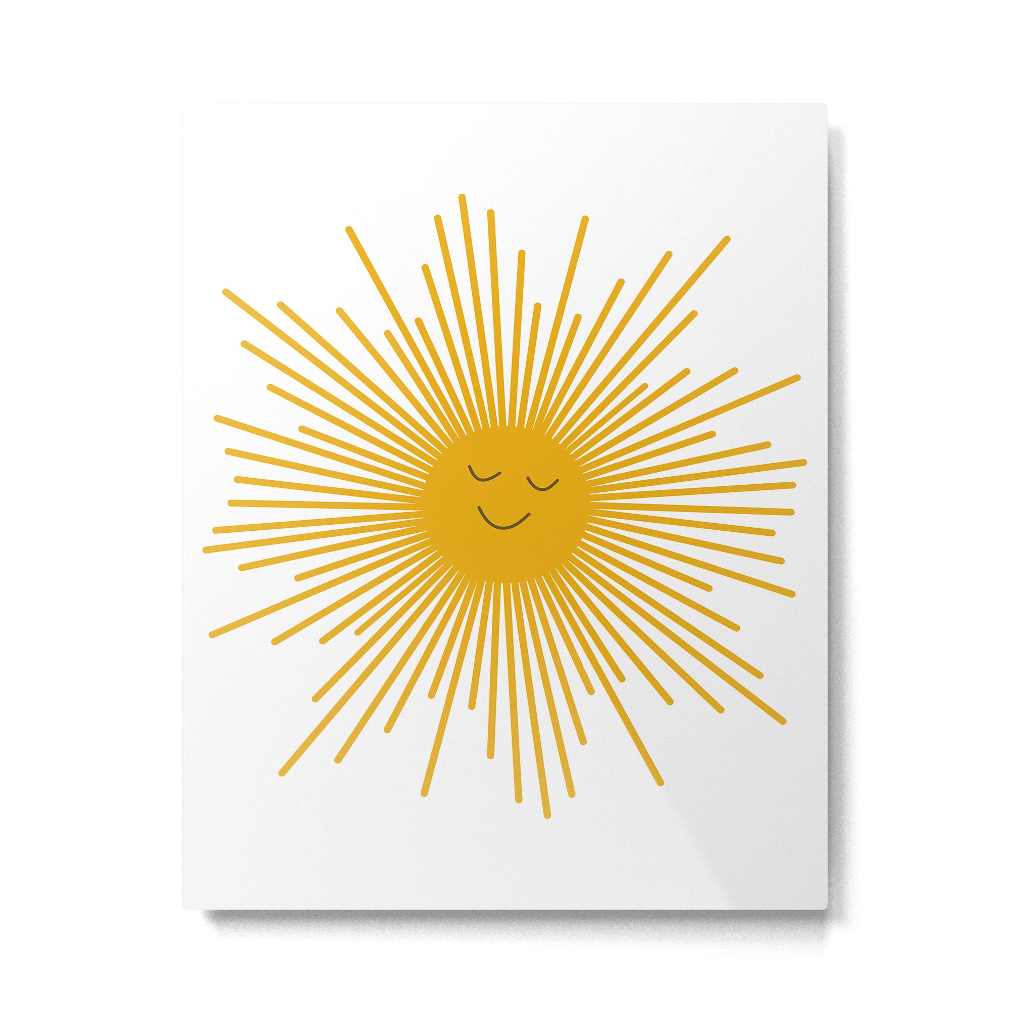 Contented Sun Cute Mustard Yellow Sunburst Metal Print Gallery Image 6