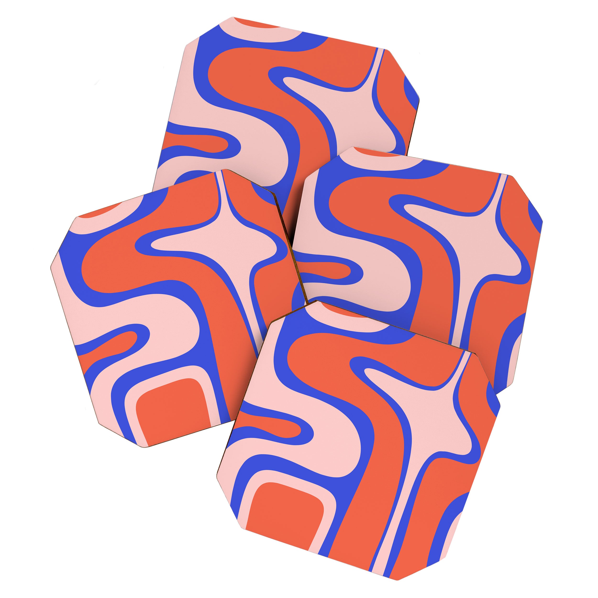 Copacetic Abstract Royal Blue Blush Pink Red Orange Coaster Gallery Image 1