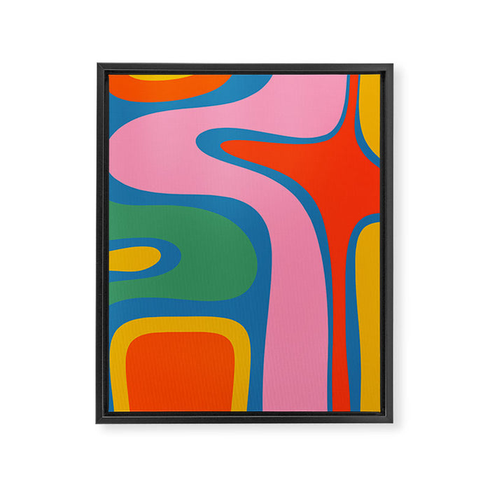 Copacetic Colourful Retro Abstract Pattern in Rainbow Pop Colours Framed Canvas Print Gallery Image 1