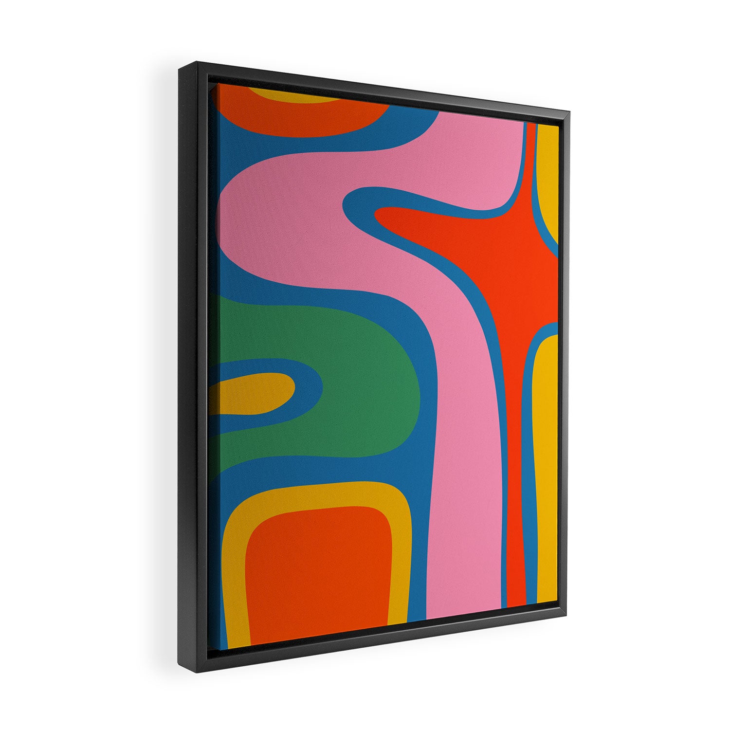 Copacetic Colourful Retro Abstract Pattern in Rainbow Pop Colours Framed Canvas Print Gallery Image 2