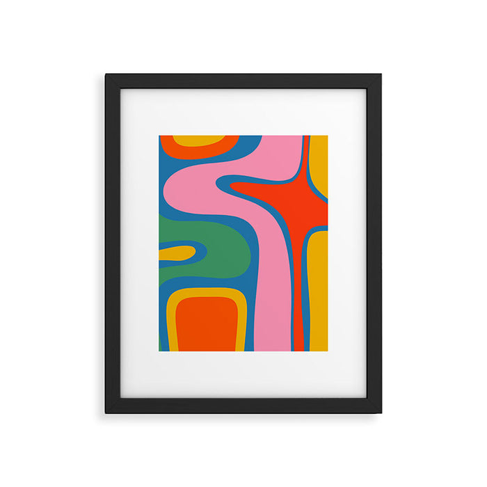 Copacetic Colourful Retro Abstract Pattern in Rainbow Pop Colours Framed Art Print Gallery Image 1
