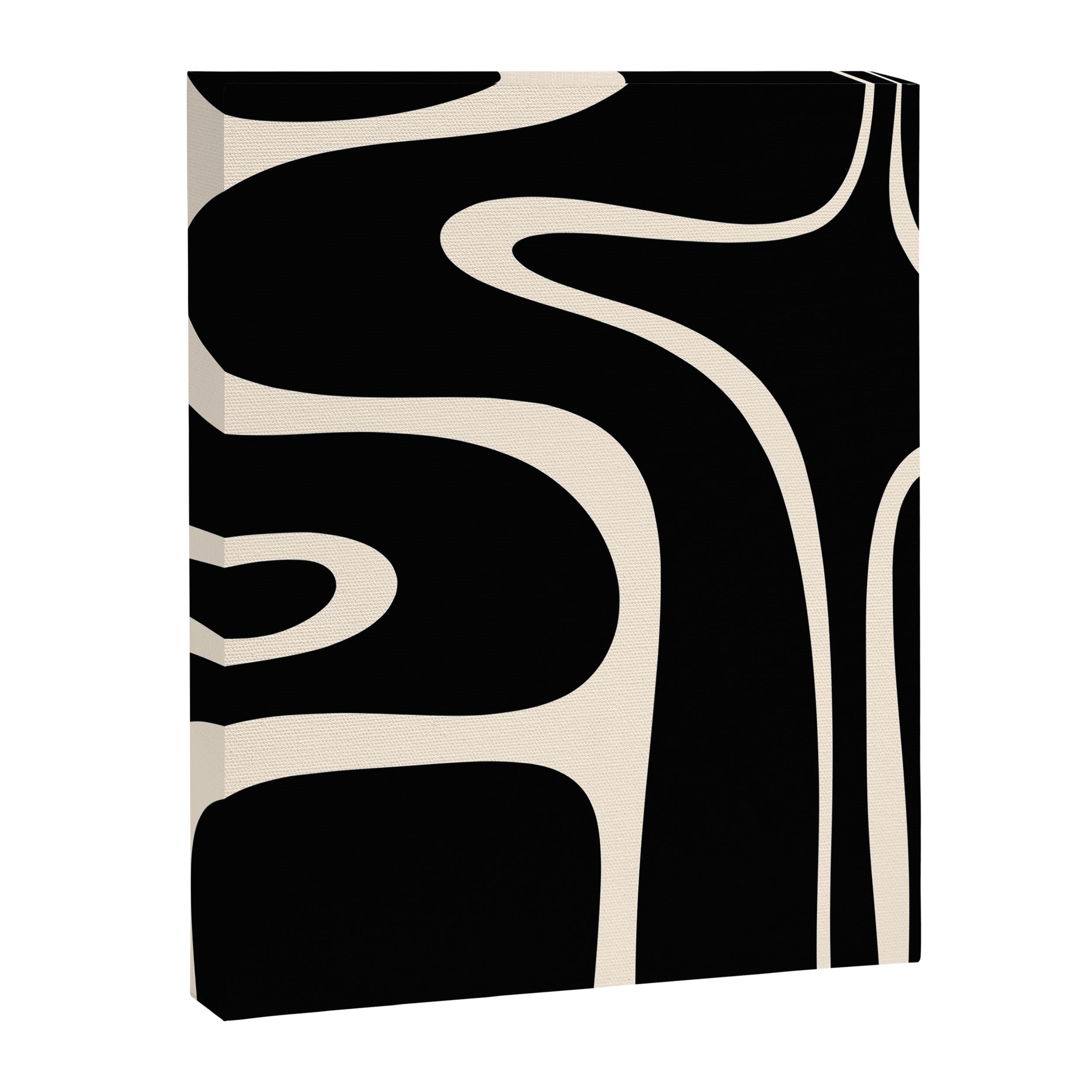 Copacetic Retro Abstract Black and Almond Cream Canvas Print Gallery Image 8