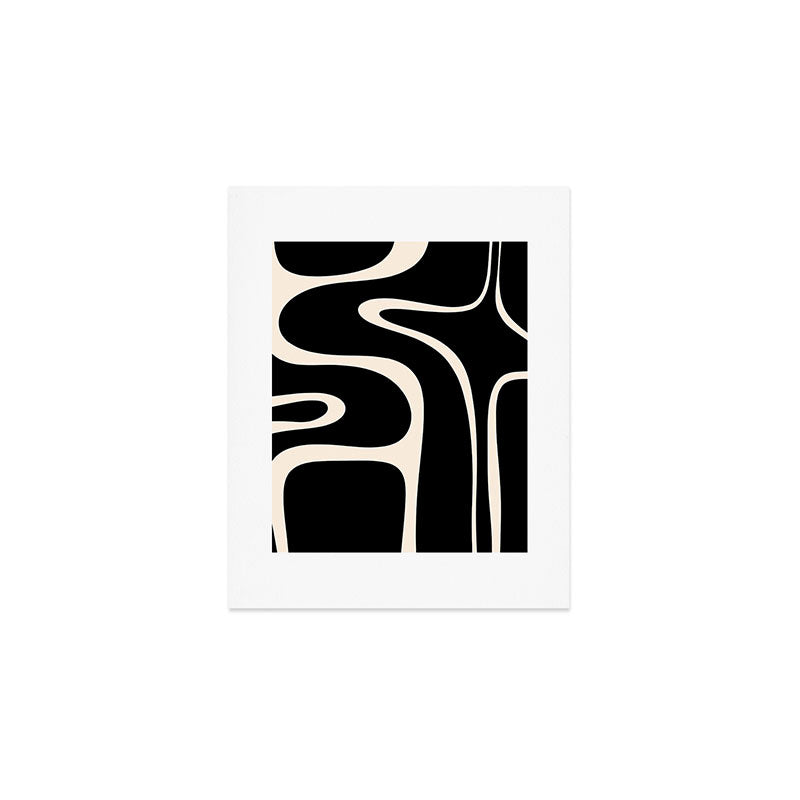 Copacetic Retro Abstract Black and Almond Cream Art Print Gallery Image 1