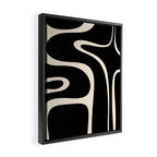 Copacetic Retro Abstract Black and Almond Cream Framed Canvas Print Gallery Image 2