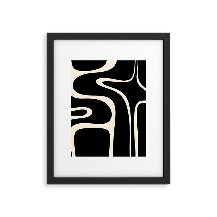 Copacetic Retro Abstract Black and Almond Cream Framed Art Print Gallery Image 1