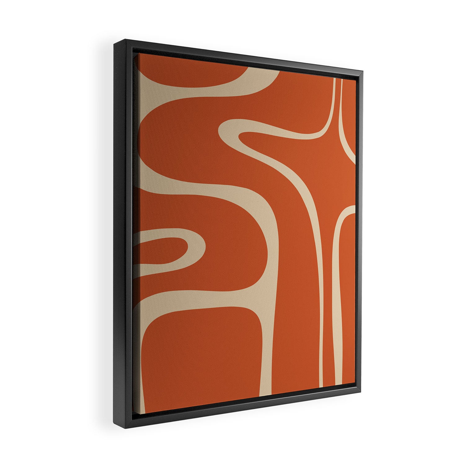 Copacetic Retro Abstract in Mid Mod Burnt Orange and Beige Framed Canvas Print Gallery Image 2