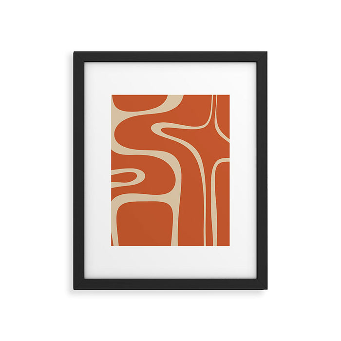 Copacetic Retro Abstract in Mid Mod Burnt Orange and Beige Framed Art Print Gallery Image 1