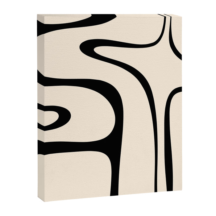 Copacetic Retro Abstract in Black and Almond Cream Canvas Print Gallery Image 1