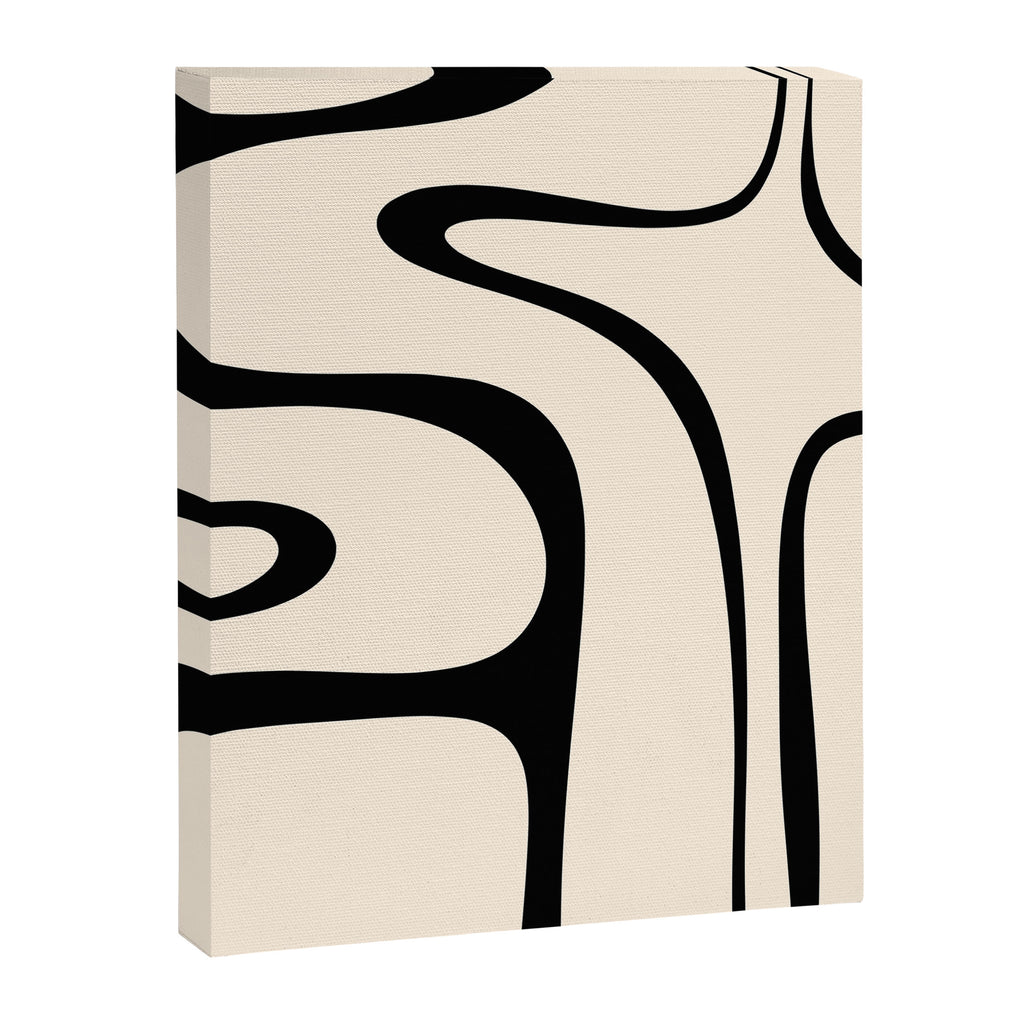 Copacetic Retro Abstract in Black and Almond Cream Canvas Print Gallery Image 8