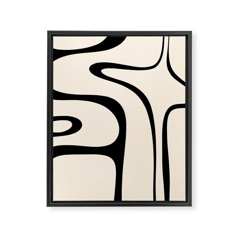 Copacetic Retro Abstract in Black and Almond Cream Framed Canvas Print Gallery Image 8