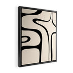 Copacetic Retro Abstract in Black and Almond Cream Framed Canvas Print Gallery Image 2
