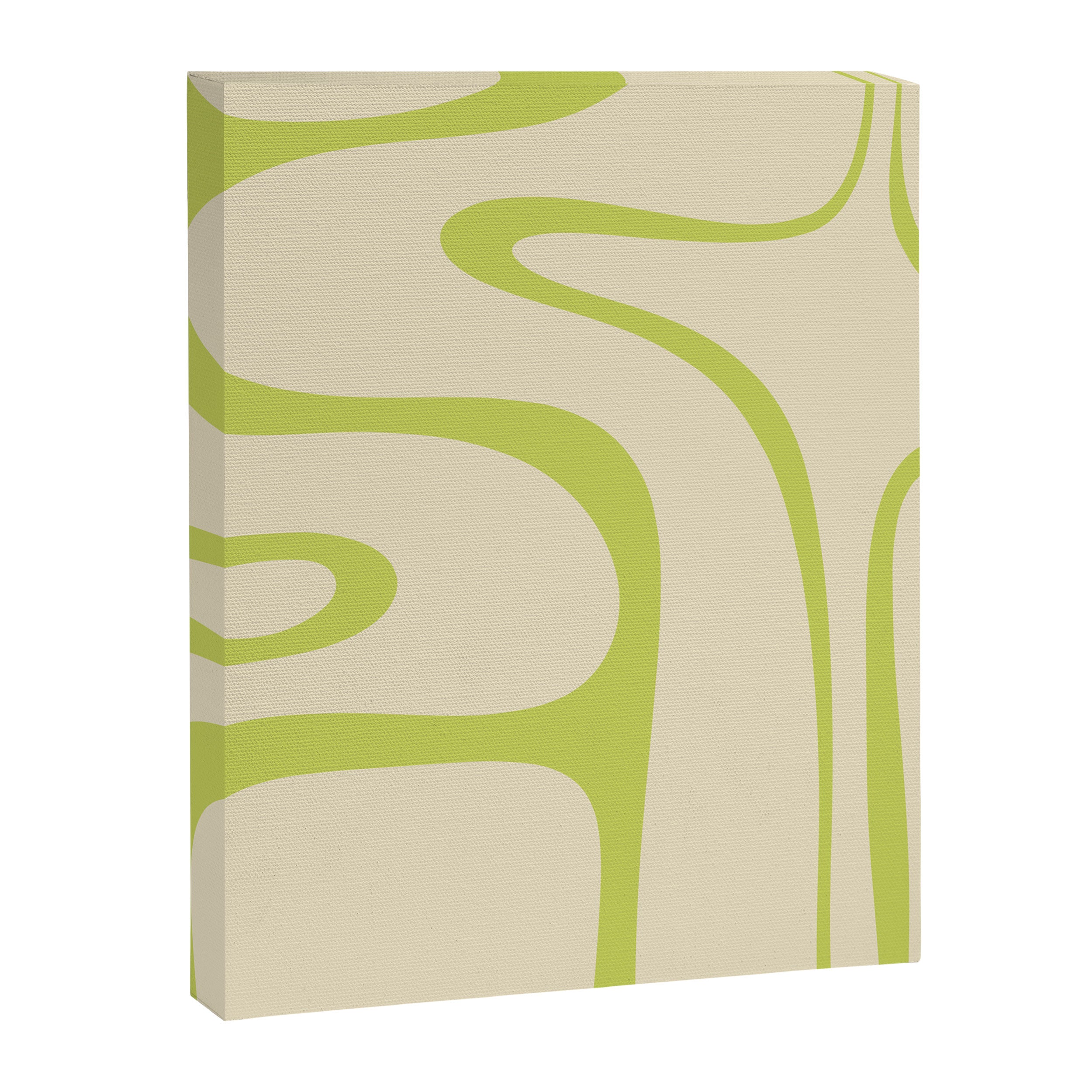 Copacetic Retro Abstract in Light Lime Linden Green and Cream Beige Canvas Print Gallery Image 8