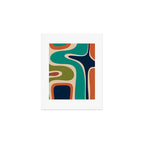 Copacetic Retro Abstract in Mid Mod Teal Blue Olive Green Orange Beige  Art Print Gallery Image 1