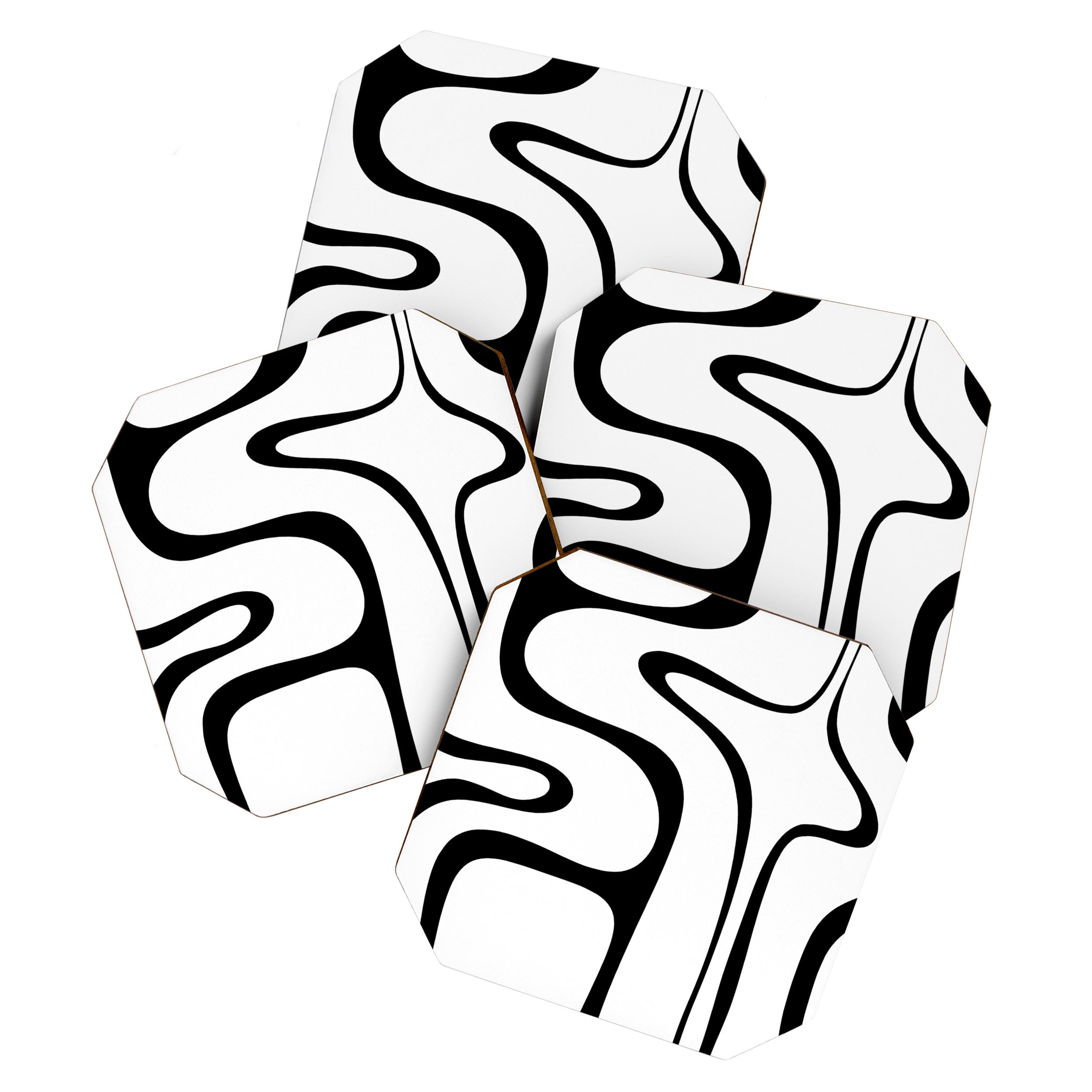 Copacetic Retro Abstract Pattern Black and White Coaster Gallery Image 1