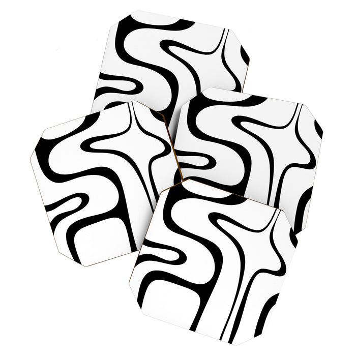 Copacetic Retro Abstract Pattern Black and White Coaster Gallery Image 1