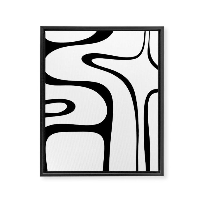 Copacetic Retro Abstract Pattern Black and White Framed Canvas Print Gallery Image 1