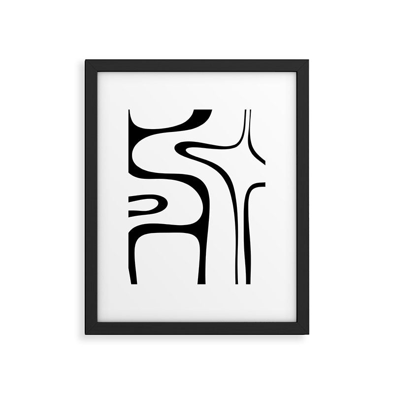 Copacetic Retro Abstract Pattern Black and White Framed Art Print Gallery Image 6