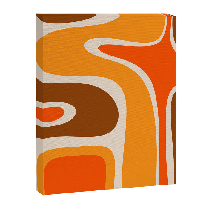 Copacetic Retro Abstract Pattern in 70s Brown Orange Beige Canvas Print Gallery Image 1