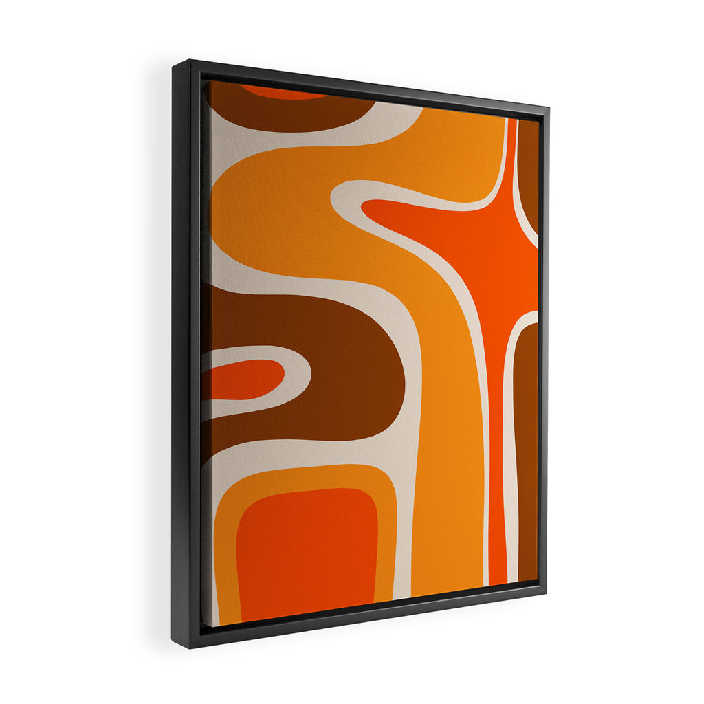 Copacetic Retro Abstract Pattern in 70s Brown Orange Beige Framed Canvas Print Gallery Image 2
