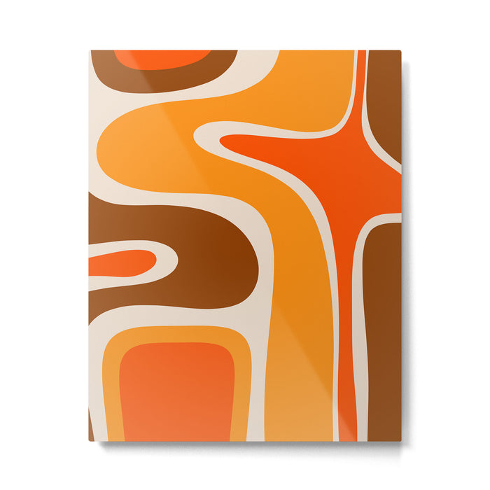 Copacetic Retro Abstract Pattern in 70s Brown Orange Beige Metal Print Gallery Image 1