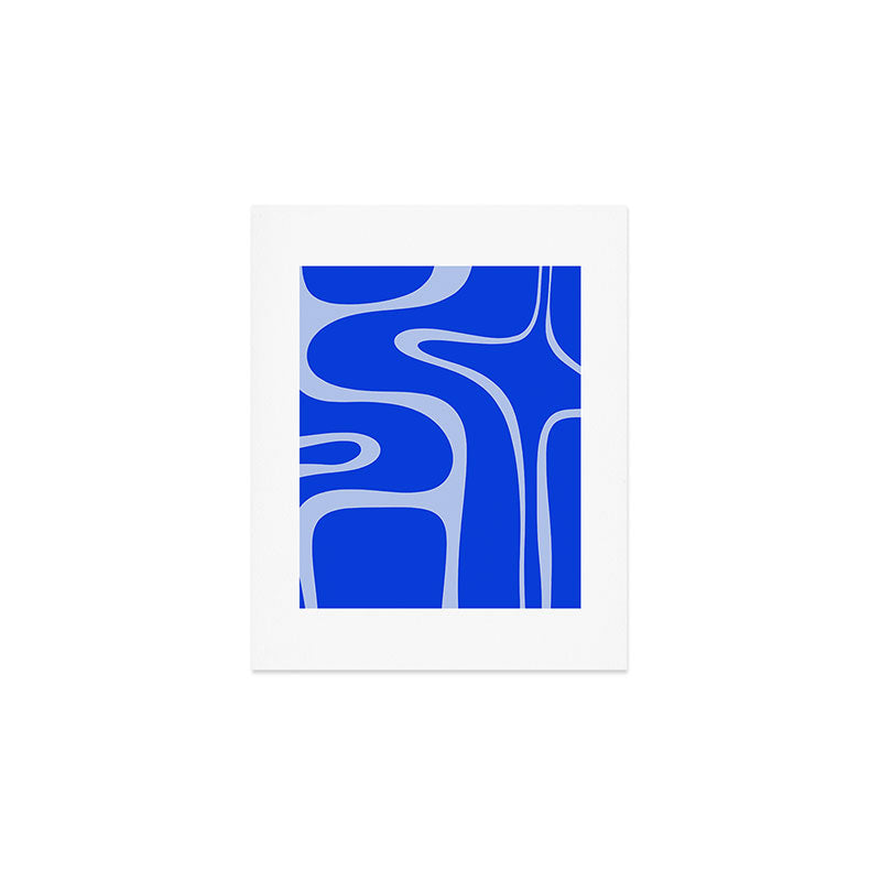 Copacetic Retro Abstract Pattern in Royal Blue and Light Blue Art Print Gallery Image 1