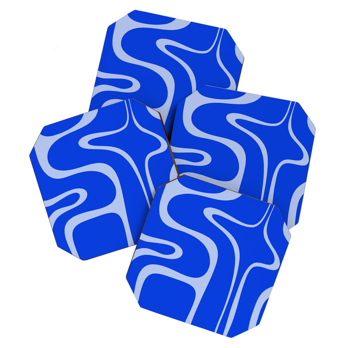 Copacetic Retro Abstract Pattern in Royal Blue and Light Blue Coaster Gallery Image 1
