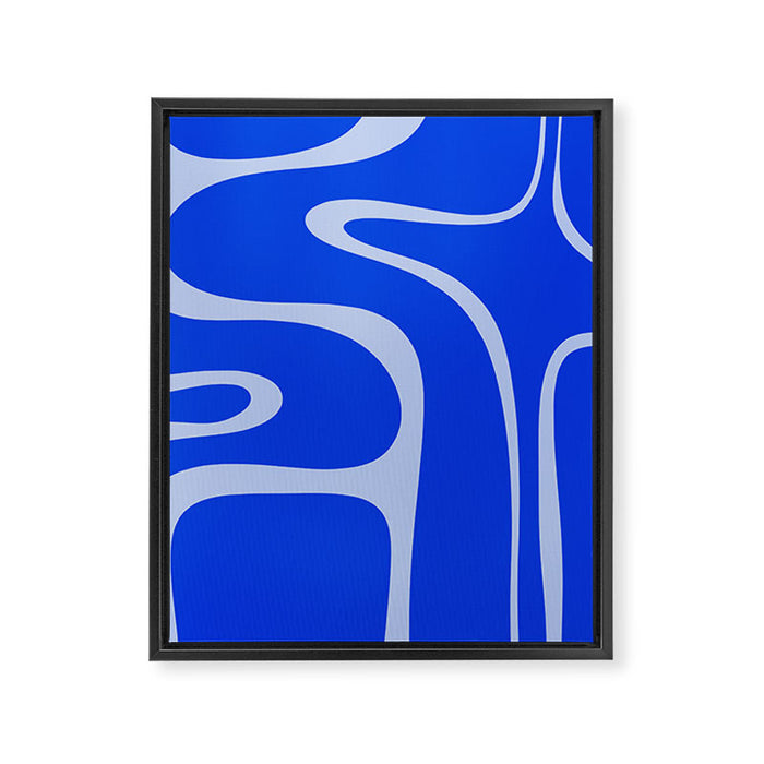 Copacetic Retro Abstract Pattern in Royal Blue and Light Blue Framed Canvas Print Gallery Image 1