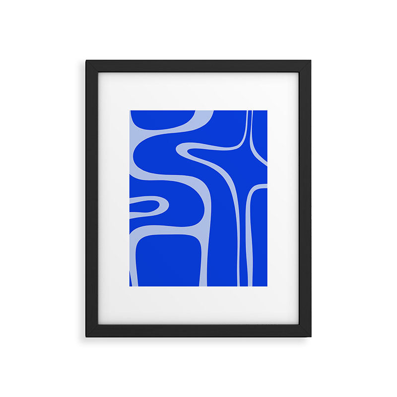 Copacetic Retro Abstract Pattern in Royal Blue and Light Blue Framed Art Print Gallery Image 6