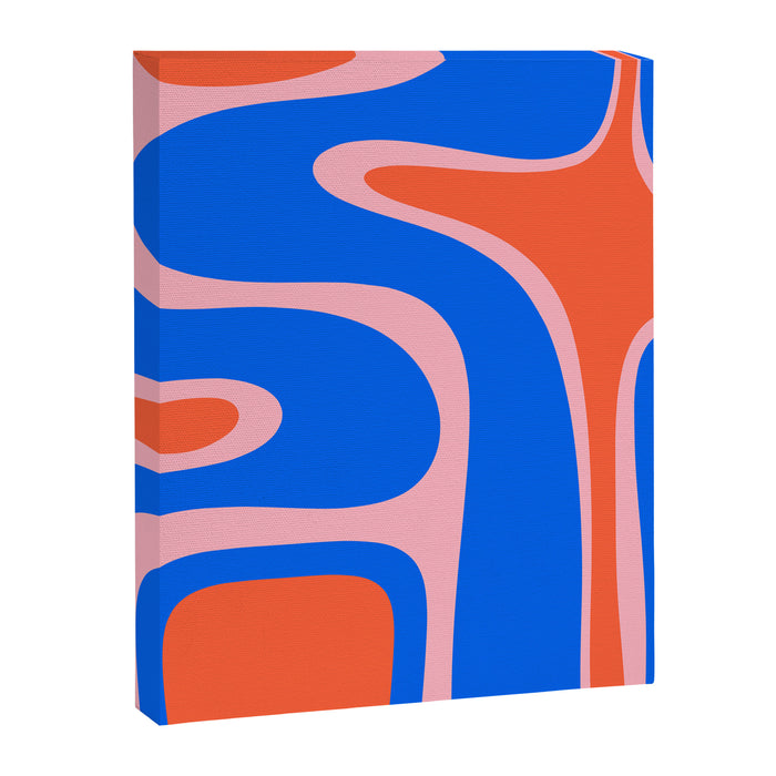 Copacetic Retro Abstract Pattern Pink Orange-Red Bright Blue Canvas Print Gallery Image 1