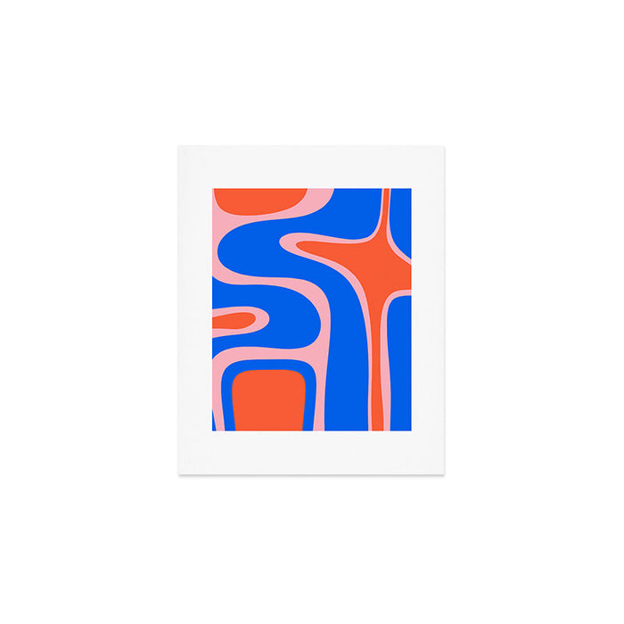 Copacetic Retro Abstract Pattern Pink Orange-Red Bright Blue Art Print Gallery Image 1