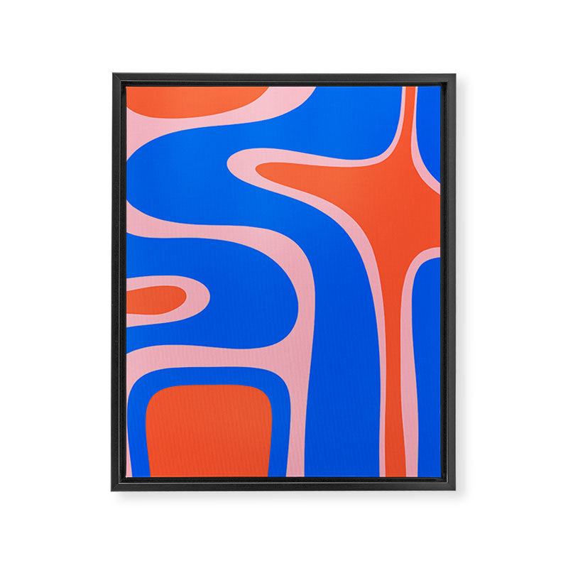 Copacetic Retro Abstract Pattern Pink Orange-Red Bright Blue Framed Canvas Print Gallery Image 8