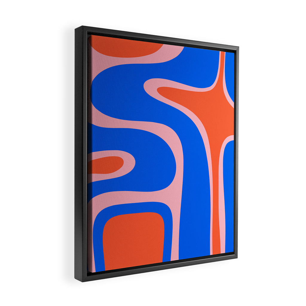 Copacetic Retro Abstract Pattern Pink Orange-Red Bright Blue Framed Canvas Print Gallery Image 2