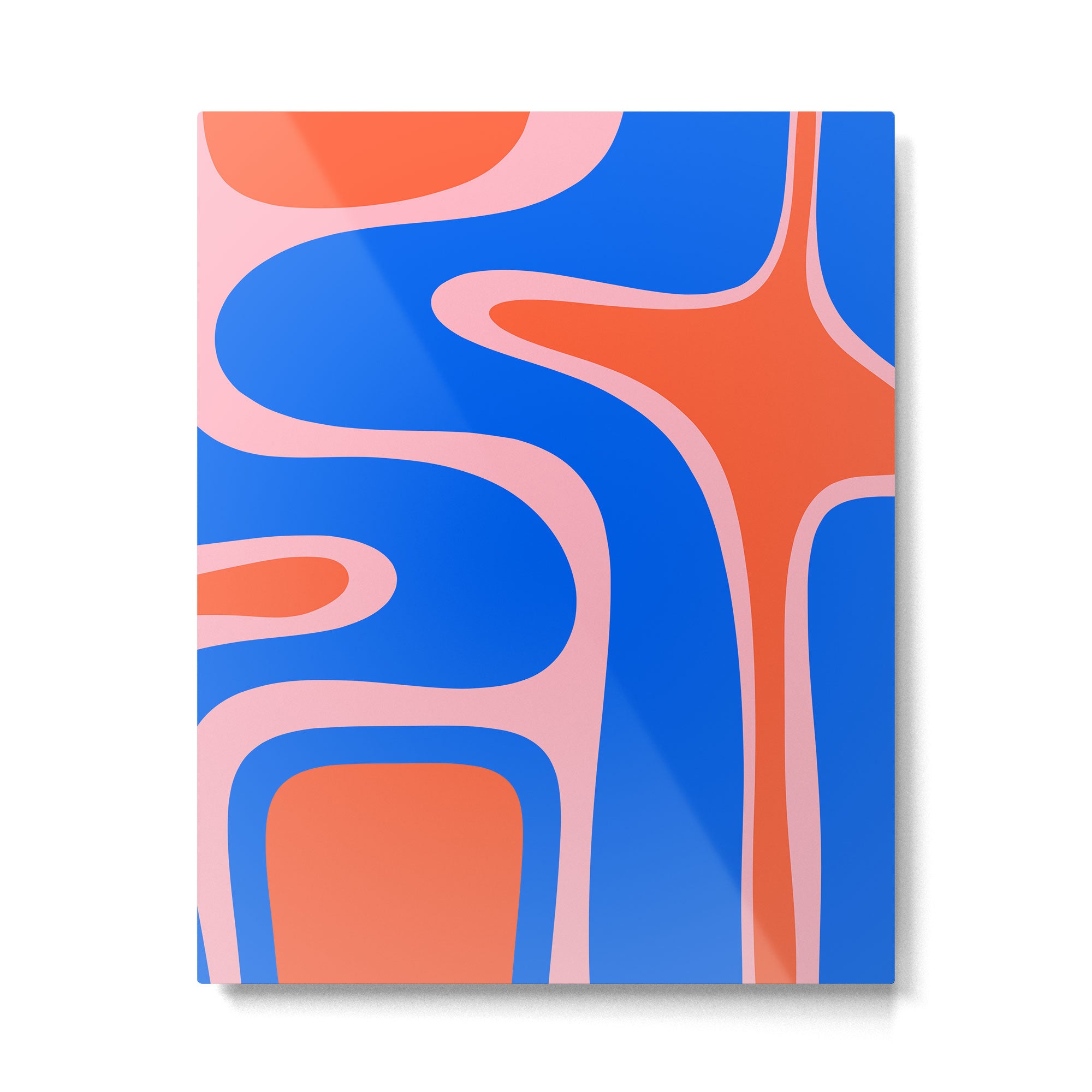 Copacetic Retro Abstract Pattern Pink Orange-Red Bright Blue Metal Print Gallery Image 6