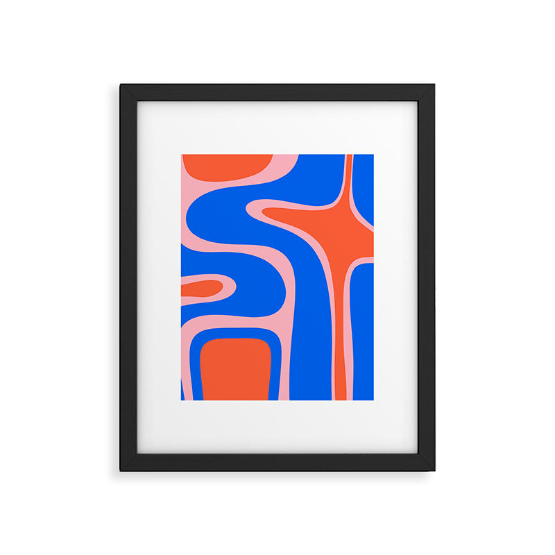 Copacetic Retro Abstract Pattern Pink Orange-Red Bright Blue Framed Art Print Gallery Image 6