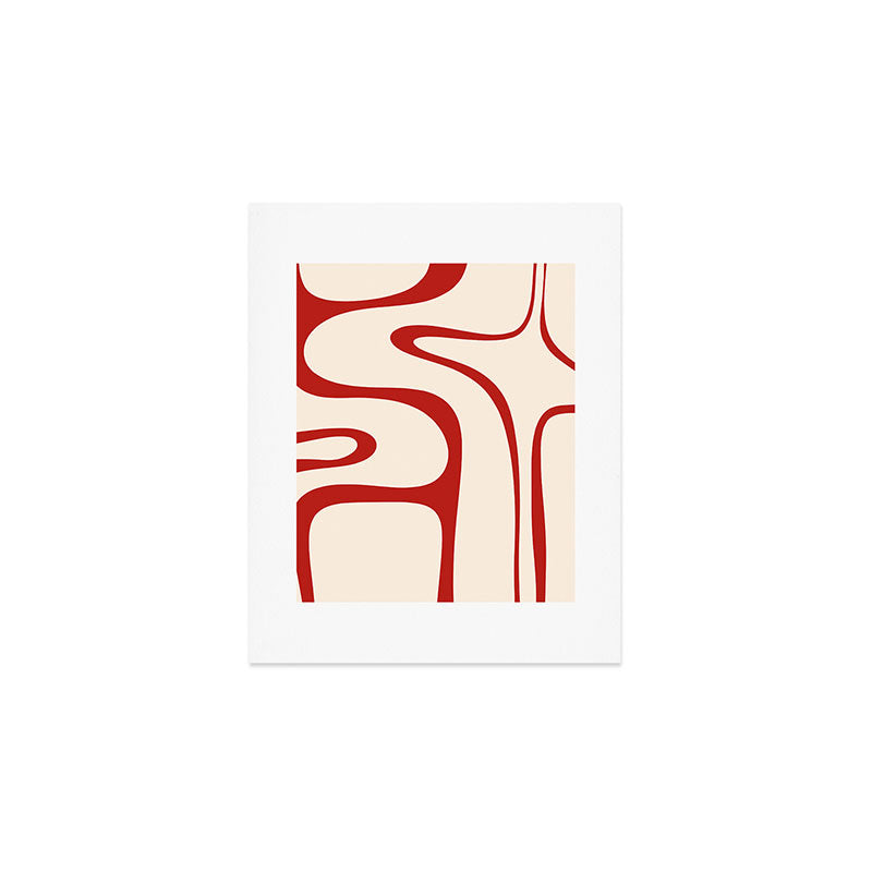 Copacetic Retro Abstract Pattern Red and Cream Art Print Gallery Image 1