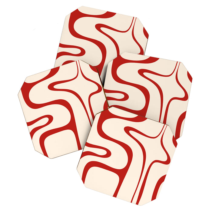 Copacetic Retro Abstract Pattern Red and Cream Coaster Gallery Image 1