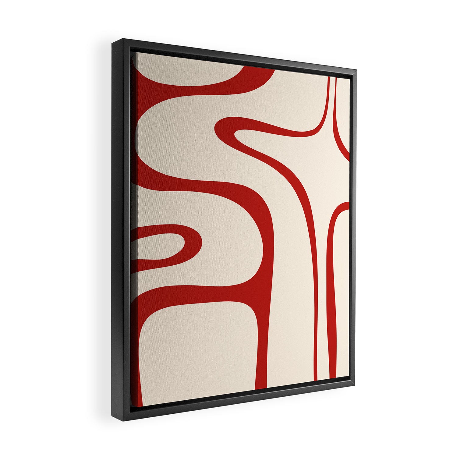 Copacetic Retro Abstract Pattern Red and Cream Framed Canvas Print Gallery Image 2