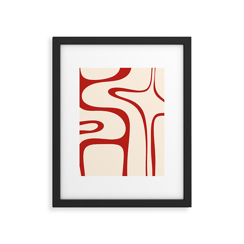 Copacetic Retro Abstract Pattern Red and Cream Framed Art Print Gallery Image 6