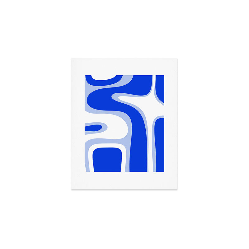 Copacetic Retro Abstract Royal Blue Light Blue White Art Print Gallery Image 1