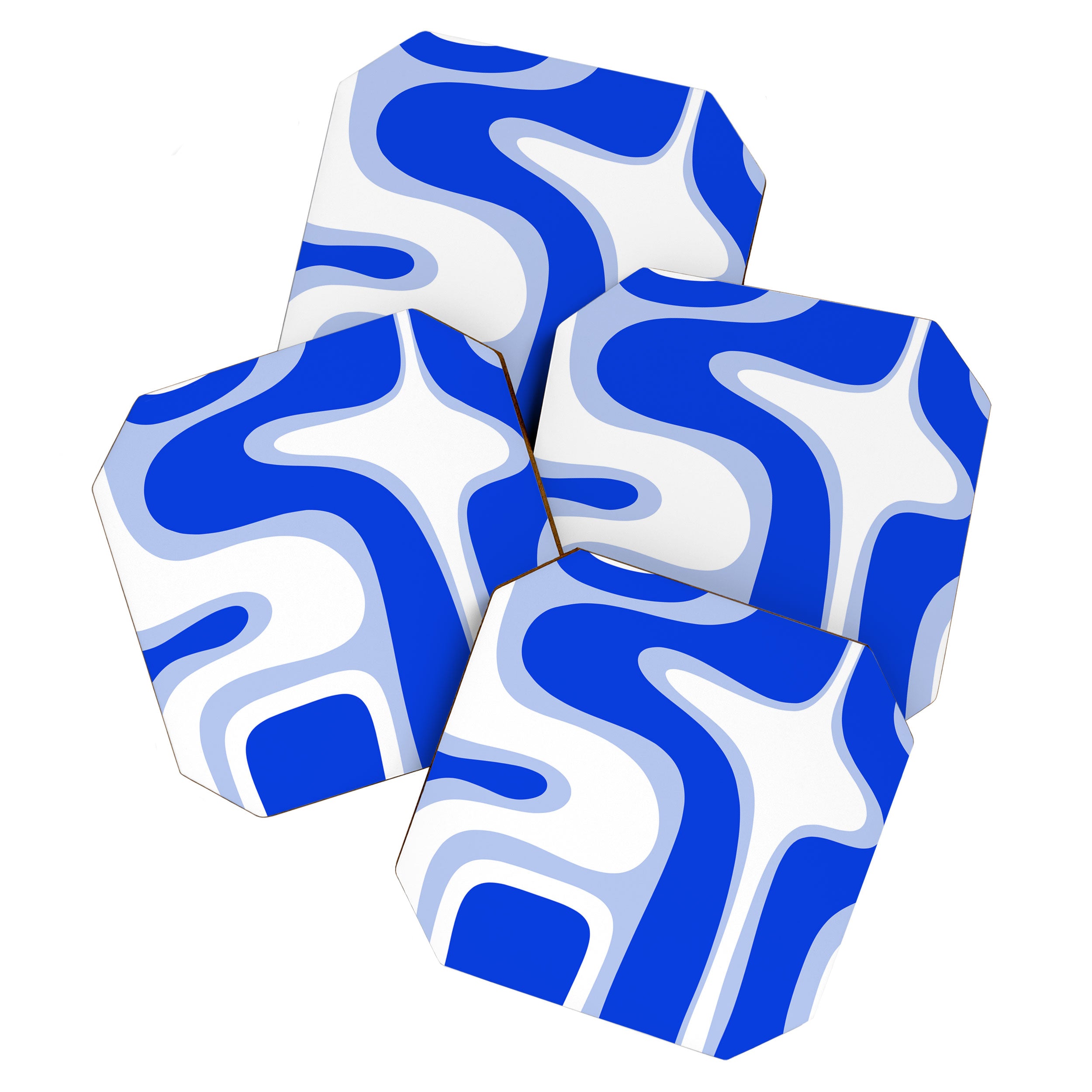 Copacetic Retro Abstract Royal Blue Light Blue White Coaster Gallery Image 1