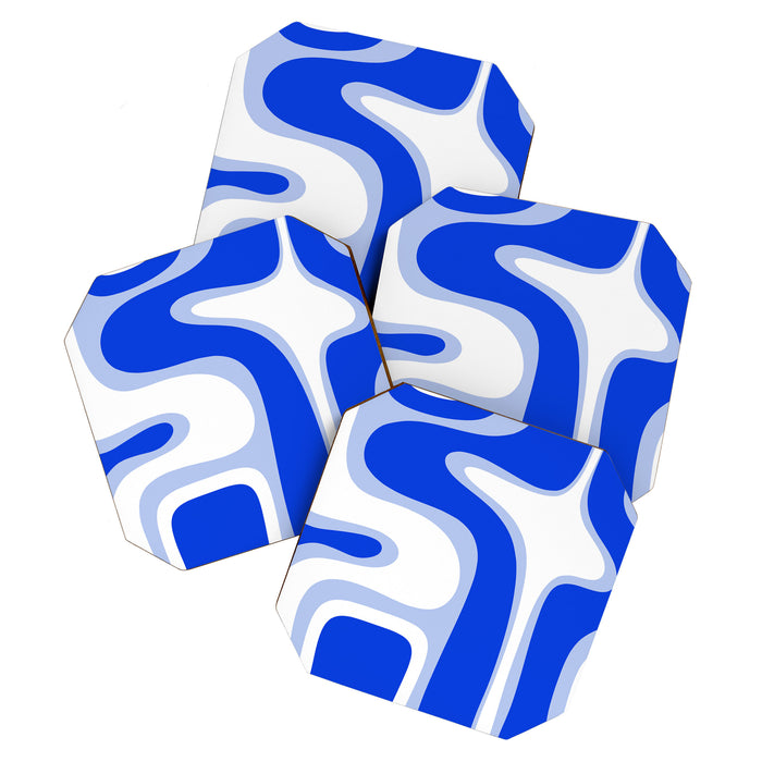 Copacetic Retro Abstract Royal Blue Light Blue White Coaster Gallery Image 1