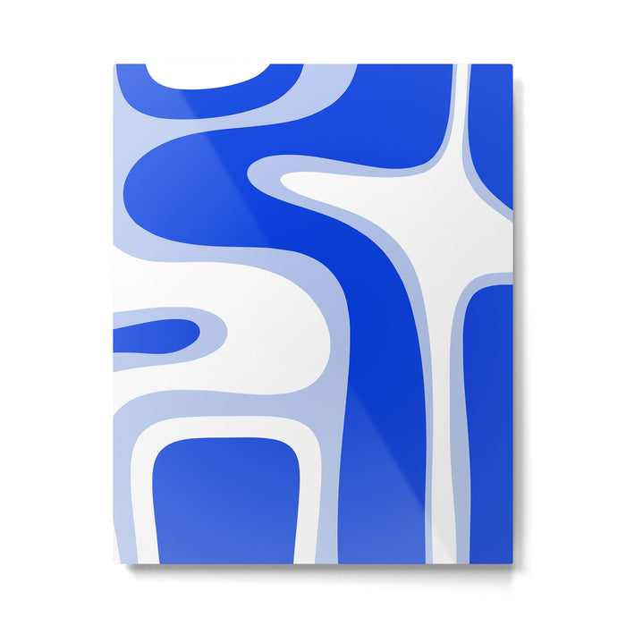 Copacetic Retro Abstract Royal Blue Light Blue White Metal Print Gallery Image 1