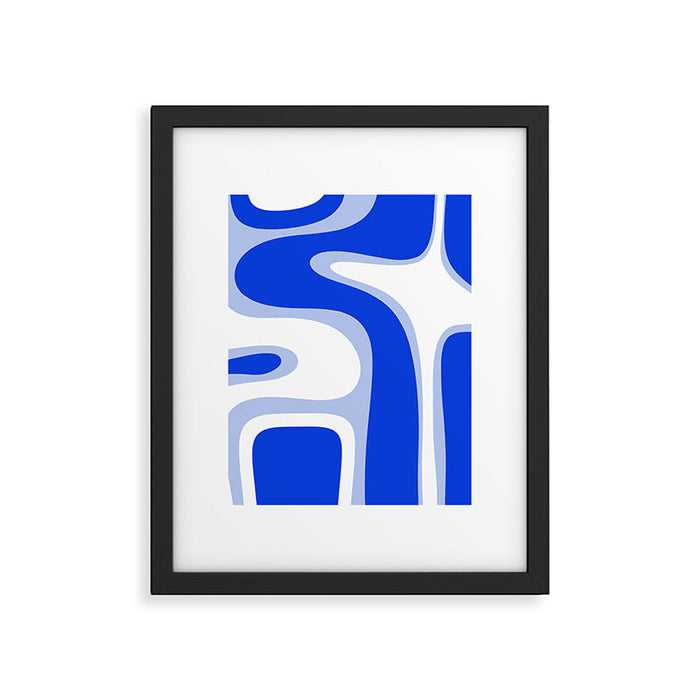 Copacetic Retro Abstract Royal Blue Light Blue White Framed Art Print Gallery Image 1