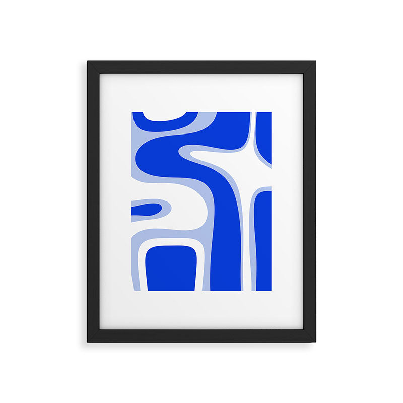 Copacetic Retro Abstract Royal Blue Light Blue White Framed Art Print Gallery Image 6