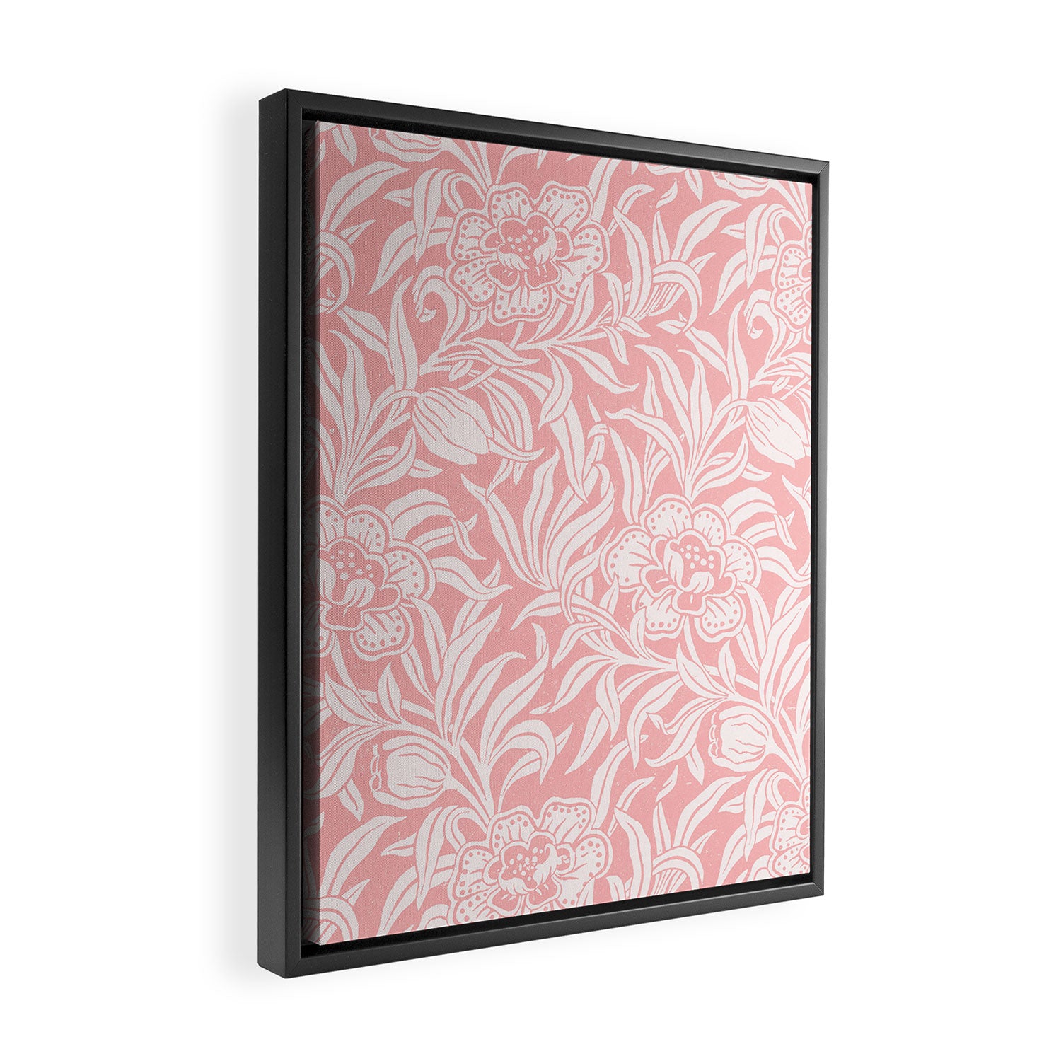 Coquette Aesthetic Pastel Pink Vintage Floral Botanical Pattern Framed Canvas Print Gallery Image 2