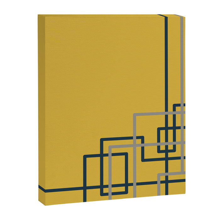 Corner Deco Minimalist Geometric Pattern in Navy Blue, Gray, and Light Mustard Canvas Print Gallery Image 1