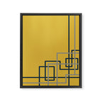 Corner Deco Minimalist Geometric Pattern in Navy Blue, Gray, and Light Mustard Framed Canvas Print Gallery Image 8